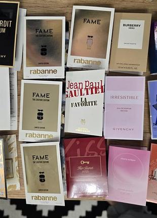 Пробники парфумів rabanne fame, jean paul gaultier la favorite, givenchy irresistible