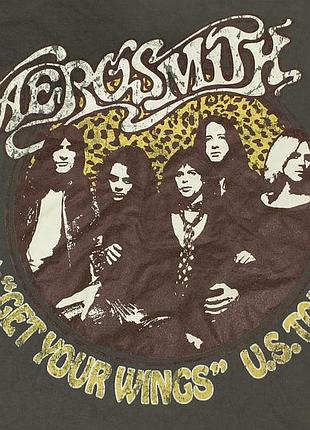 Aerosmith reclaimed vintage стиль 70-е, cotton - винтажная мерч- футболка группы aerosmith -s, унисекс
