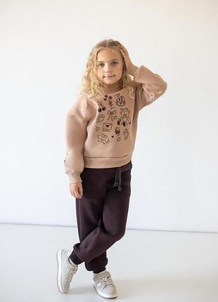 Теплый костюм на флисе детский для девочек 2