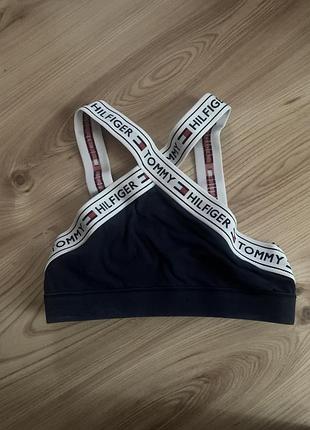 Жіночий спортивний топ tommy hilfiger, синій з логотипом