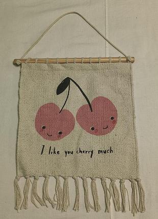 H&m home - настінне панно з принтом вишень - i like you cherry much- 30 х 40 см ,