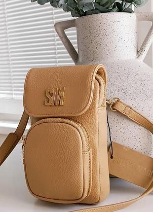 Міні-сумка крос-боді для телефона steve madden trv-1010 оригінал (бежева / кемел)