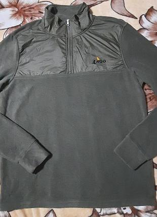 Мужская флисовая кофта пуловер il lago basic mathis 1/4 zip хаки (р. m-l)