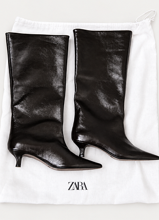 Бордові чоботи zara кітен-хіл, 37 розмір