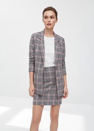 Комплект жакет чорно біла клітинка та коротка спідниця з джерсі h&m розмір l