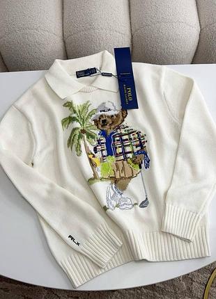 Светр дуже естетичний ralph lauren 🧸 ведмедик з пальмою  — вишивка
