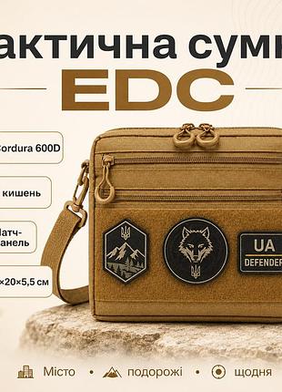 Мужская тактическая сумка edc cordura 600d, сумка для патчей 25×20×5,5см койот vi-13
