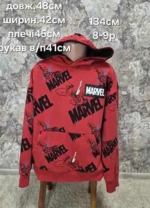 Худі для хлопчика marvel червоне з принтом людина-павук, розмір 134 см (8-9 років)