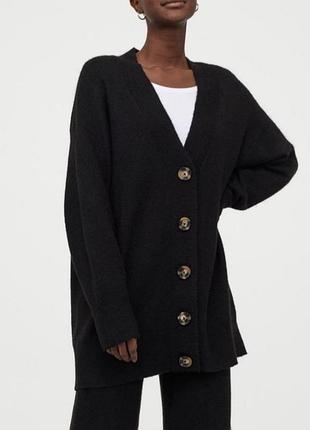 Кардиган оверсайз 100% кашемир h&amp;m черный цвет m-l-xl