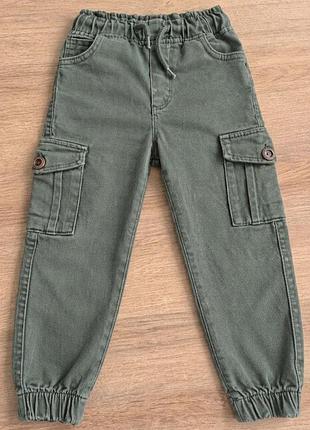 Джинси для хлопчиків ovit jeans карго хакі, 4 роки, бавовна