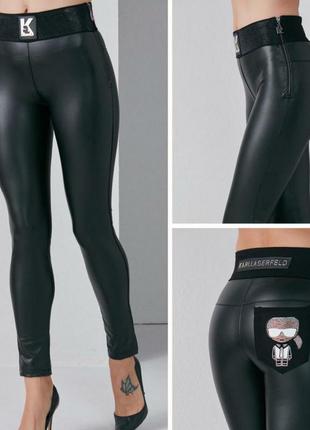 Кожаные лосины,брюки на флисе, премиум качество, стразы сваровски, размер хл.