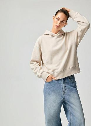 Zara | худі з капюшоном оверсайз бежевий екрю