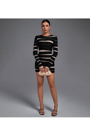 Чорна жіноча бандажна вечірня сукня з сіткою розмір s m zara