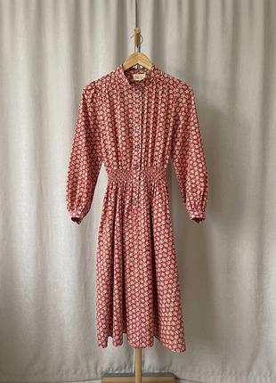 Вінтажна бавовняна сукня laura ashley квітковий принт міді з гумкою на талії (ірландія)