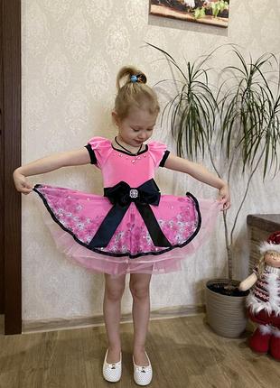 Сукня святкова для дівчинки рожева з бантом р.104/110