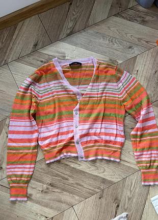 Жіночий кардиган zara в смужку різнокольоровий