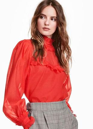 Шикарная красная блаза из органзы h&amp;m