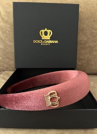 Обруч для волосся dolce&gabbana оксамитовий рожевий