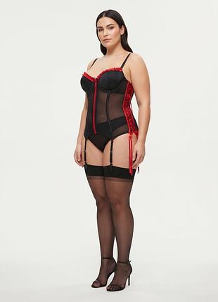 Сексуальний чорний корсет із червоними стрічками х2х lingerie розмір 40c