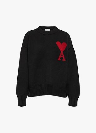 Светр чоловічий ami paris чорний з червоним серцем ami de coeur
