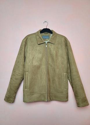Мужская куртка дубленка ben sherman l искусственная замша на шорпе песочная