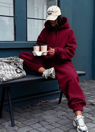 Костюм oversize : худі + джоггери   🍂 модель 368 ▫️тканина: двохнитка▪️колір : чорний , графіт , сірий меланж  , синій , бордо, рожевий , шоколад