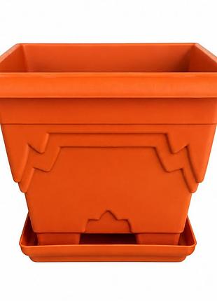 Кашпо з підставкою soloplast 2,6 л — декоративний пластиковий вазон для квітів теракотовий