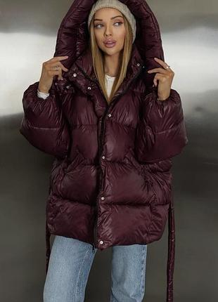 Куртка жіноча зимова oversized колір: бургунді