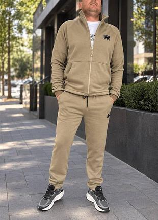 Чоловічий спортивний костюм тринитка на плюші теплий хакі  s, m, l, xl