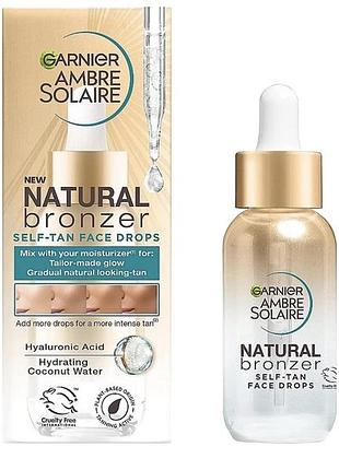 Краплі-автозасмага для обличчя garnier ambre solaire natural bronzer, 30 мл