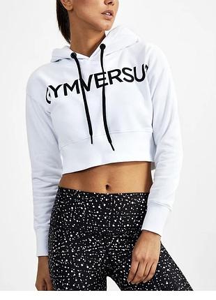 Худі жіноче укорочене біле з написом gymversus