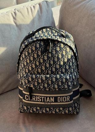 Жіночий рюкзак dior travel backpack blue dior oblique jacquard