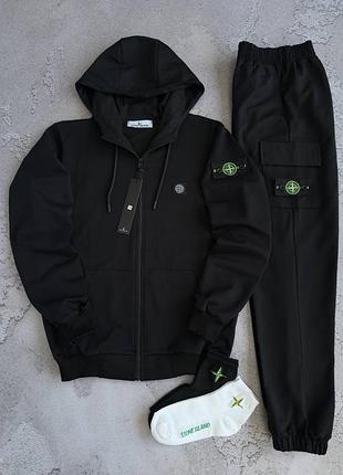 Чоловічий та жіночий костюм stone island, зіп худі та штани
