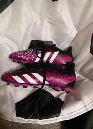 Бутсы adidas predator для подростков, розовые с белым, размер 35 eur, стелька 22 см