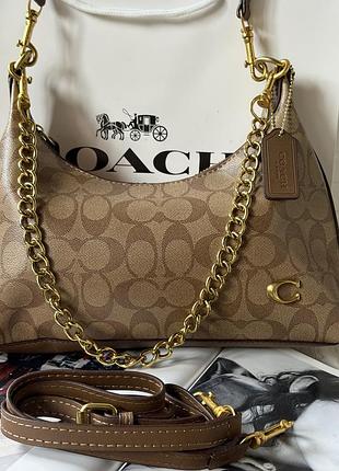 Сумка женская коуч коричневая coach juliet shoulder bag 25 на плечо