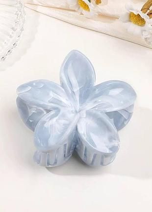 Зажим для волосся, заколка краб для волос, квітка, sky blue