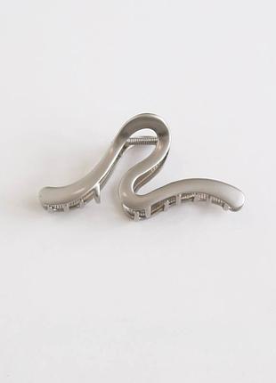 Металевий краб-затискач для волосся snake, срібний матовий