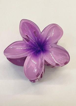 Зажим для волос, заколка краб для волос, цветок, "гавайский цветок", mystic lilac