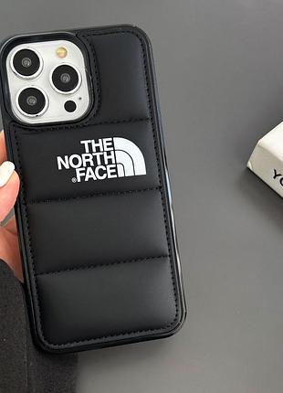 Чохол пуховик для iphone 13 матовий the north face, захисний, чорний
