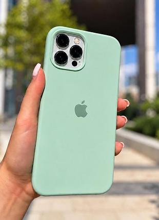 Силиконовый чехол матовый мятный, для iphone 12 pro