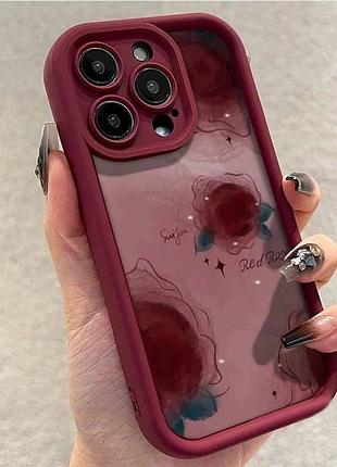 Чехол для iphone 11 pro матовый red rose, защитный, бордовый