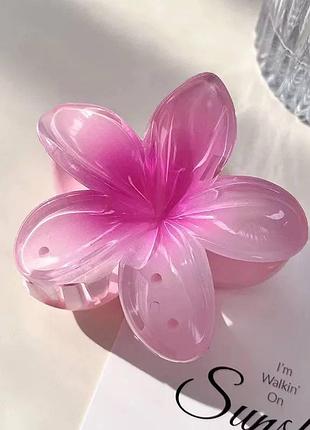 Зажим для волосся, заколка краб для волос, квітка, barbie pink