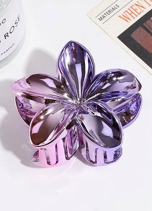 Зажим для волос, заколка краб для волос, цветок, "гавайский цветок", lavender kiss
