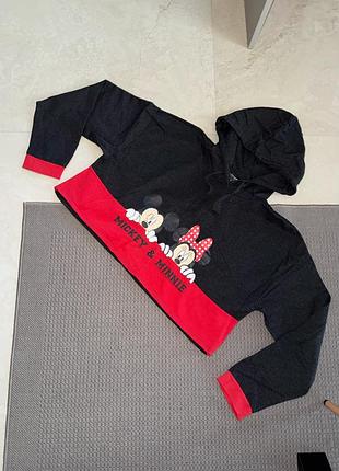 Вкорочене худі кофта утеплена з капішоном mickey mouse міккі микки укорочена утеплённая худи