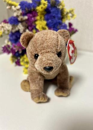 Колекційна м'яка іграшка ведмедик ty beanie baby pecan (1999) з бірками