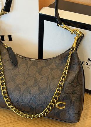 Сумка женская коуч шоколадная coach juliet shoulder bag 25 на плечо