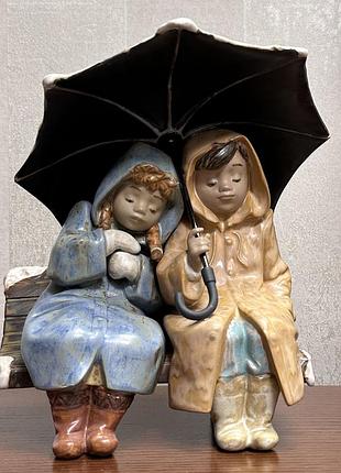 Фарфоровая статуэтка lladro «снежное воскресенье».