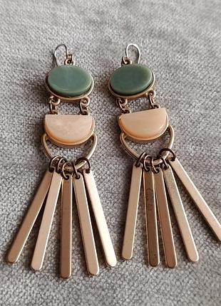 Винтажные прекрасные серьги, бохо, этатка, вставки из камня