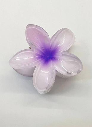 Зажим для волос, заколка краб для волос, цветок, "гавайский цветок", soft violet