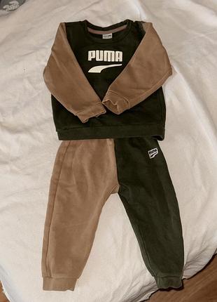 Спортивний костюм для хлопчиків puma хакі та бежевий, розмір 92
